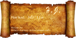 Harkai Júlia névjegykártya